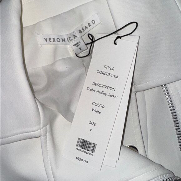 NWT VERONICA BEARD Scuba Hadley Jacket White Size 2 Dickey Compatible - Picture 11 of 12